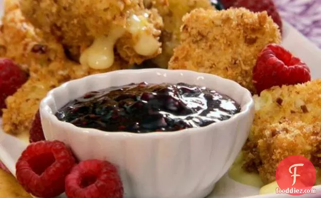Pecan Crusted Fried Brie with Raspberry Sauce