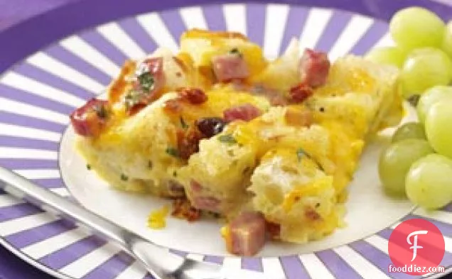 Ham & Cheese Strata with Sun-Dried Tomatoes