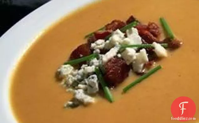 Velvety Pumpkin Soup With Blue Cheese and Bacon