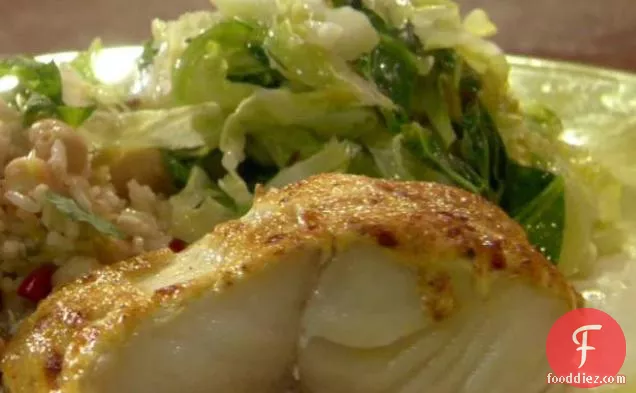 Curry-Topped Black Cod with Cumin-Scented Warm Savoy Slaw