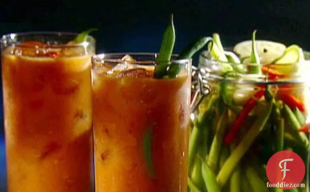 Roasted Mary with Hot Pickled Green Beans