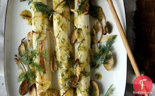 Roasted White Asparagus And Caper Berries