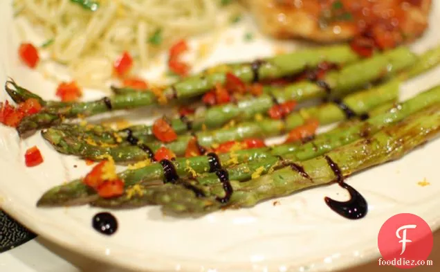 Citrus Asparagus With Sweet Red Peppers And Balsamic Glaze