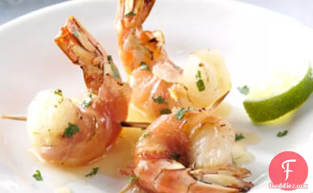 Pancetta-Wrapped Shrimp with Honey-Lime Glaze
