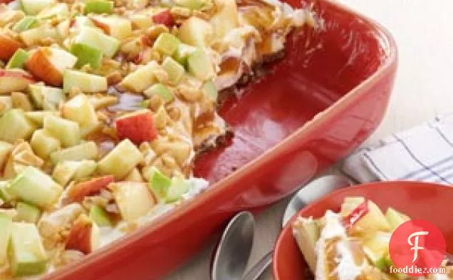 Tempting Caramel Apple Pudding with Gingersnap Crust