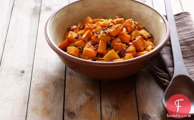 Roasted Sweet Potatoes with Pecans and Spiced Maple Sauce
