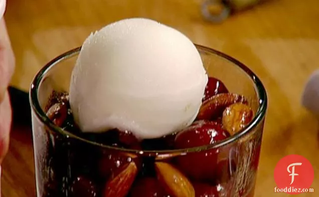Sauteed Cherries with Grappa and Almonds