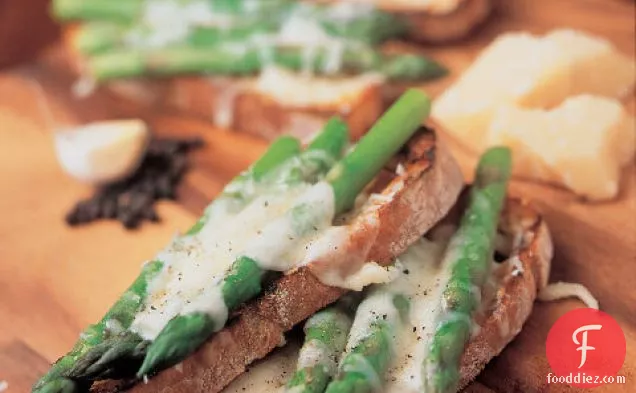Grilled Bruschetta With Asparagus And Parmesan Cheese