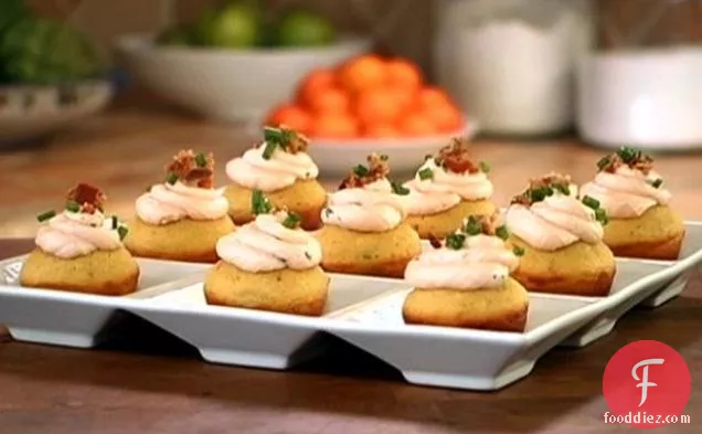 Bacon Corn Muffins with Savory Cream Cheese Frosting