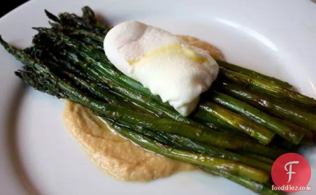 Dinner Tonight: Roasted Asparagus with Poached Eggs and Miso Butter