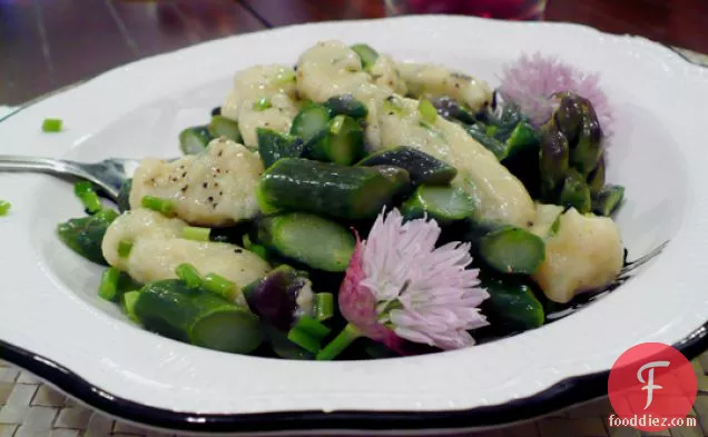 Goat Cheese And Chive Gnocchi With Asparagus