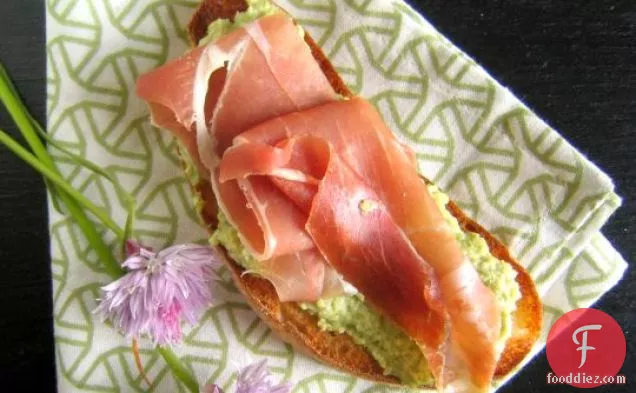 Asparagus Spread And Prosciutto On Buttered Toast