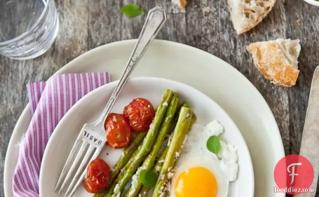 Parmesan Roasted Asparagus, Tomatoes And Eggs