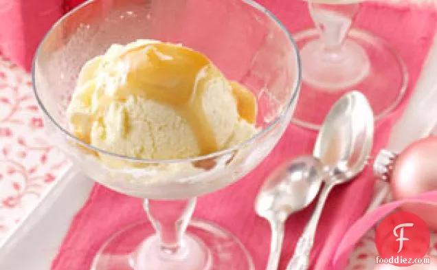 Eggnog Ice Cream with Hot Buttered Rum Sauce