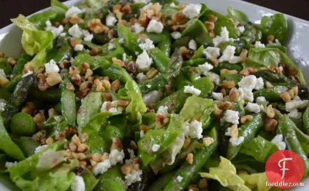 Asparagus Salad With Feta, Walnuts And Mint Vinaigrette