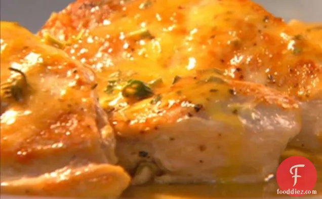 Chicken with Orange-Sage Sauce with Herbed Cheese-Stuffed Bread Twists