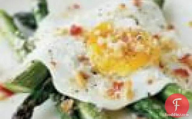 Fried Eggs With Asparagus, Pancetta And Bread Crumbs