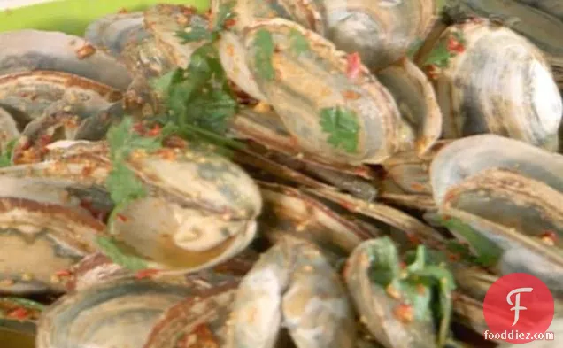 Steamers in Red Chile Pesto Broth