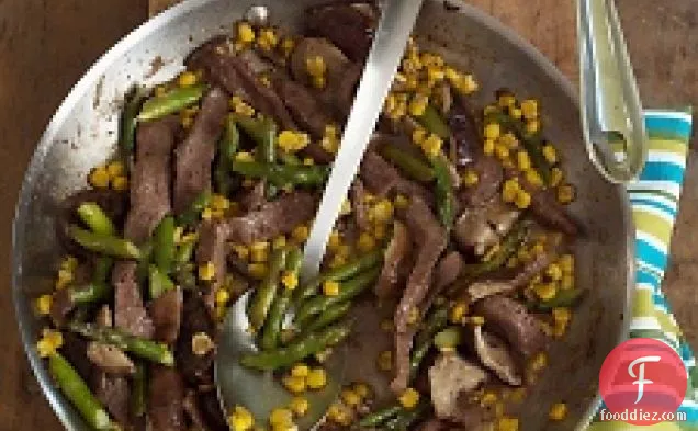 Sauteed Beef With Asparagus And Corn