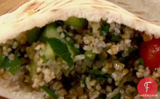 Pita Stuffed with Tabbouleh and Shards of Feta