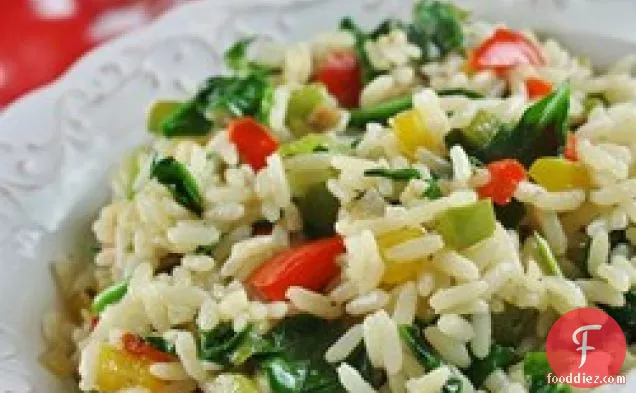 Sunny Pepper Parmesan Rice with Spinach