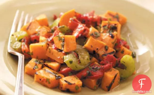 Grilled Sweet Potato and Red Pepper Salad