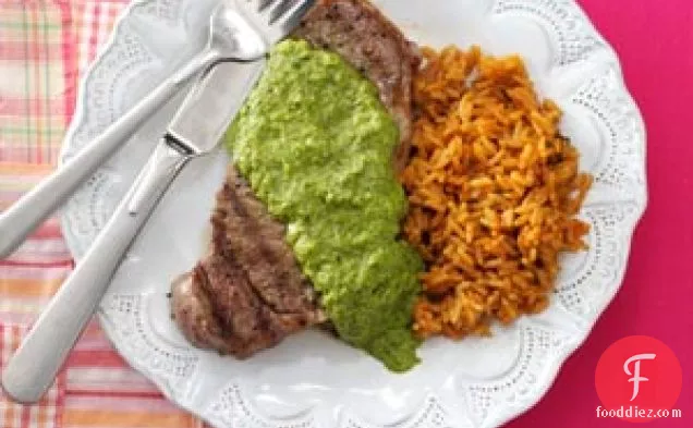 Steakhouse Strip Steaks with Chimichurri