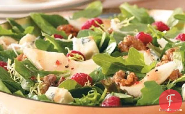 Raspberry Pear Salad with Glazed Walnuts