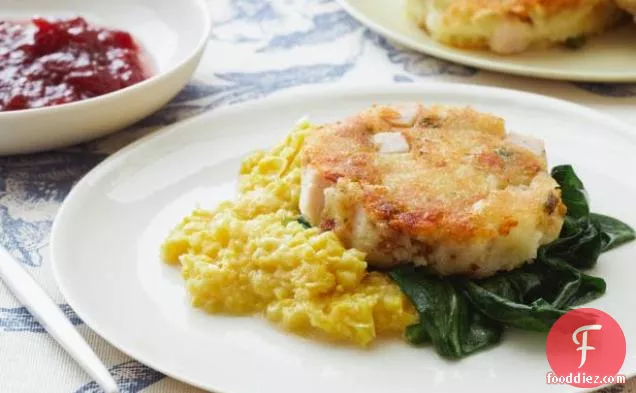 Bubble and Squeak with Corn Puree