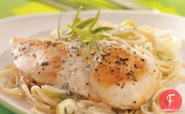 Tarragon Chicken with Grapes and Linguine
