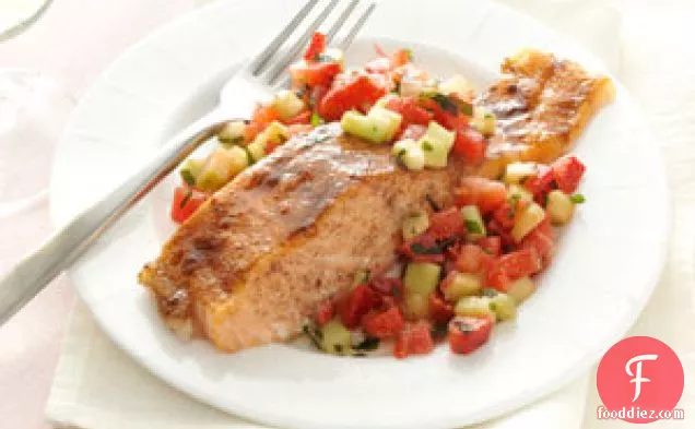 Brown-Sugar Salmon with Strawberries
