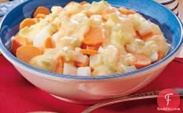 Cheesy Turnips and Carrots