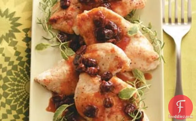 Chicken Cutlets with Citrus Cherry Sauce