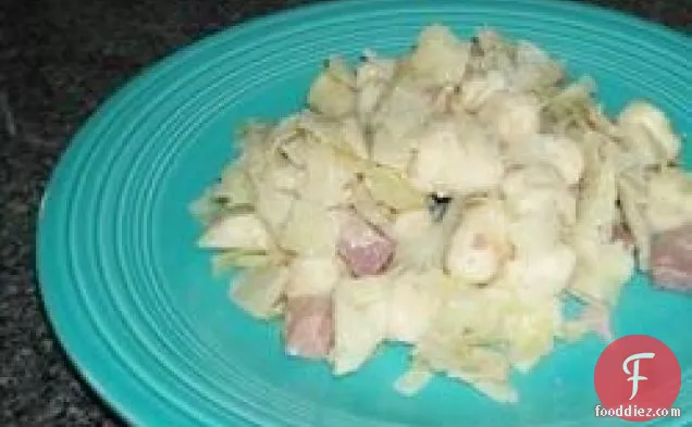 Cabbage and Noodles with Ham