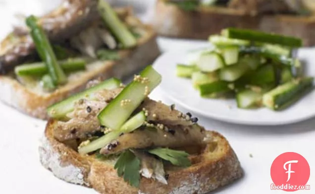 Warm Mackerel On Sourdough With Pickled Cucumbers