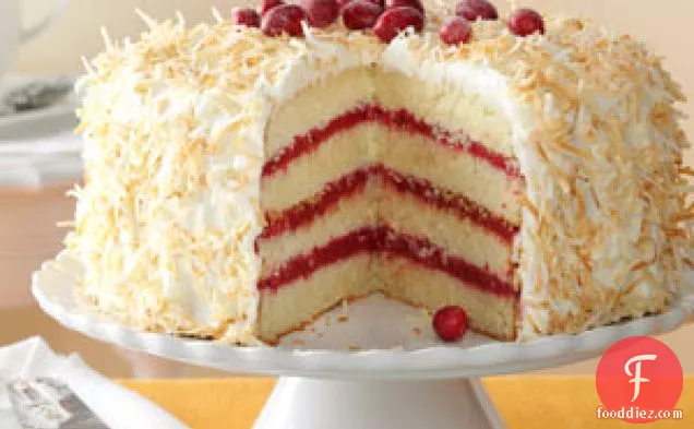 Cranberry Coconut Cake with Marshmallow Cream Frosting