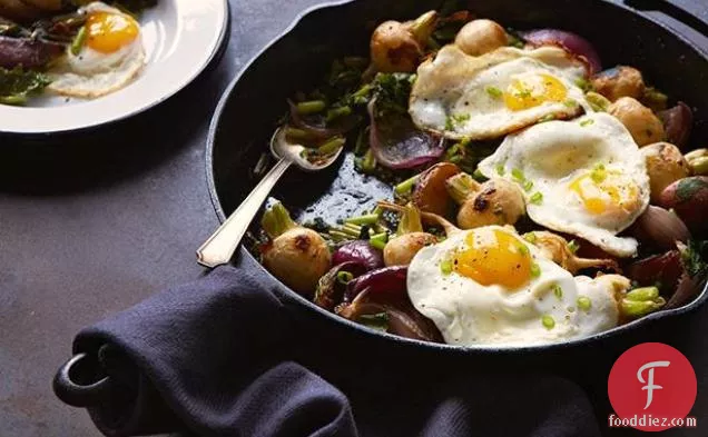 Roasted Baby Turnips with Miso Butter and Fried Eggs