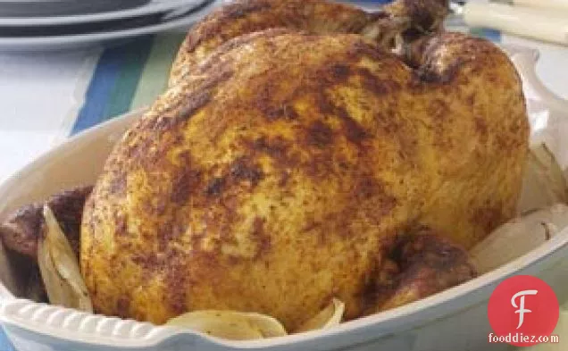 दिलकश रगड़ भुना हुआ चिकन