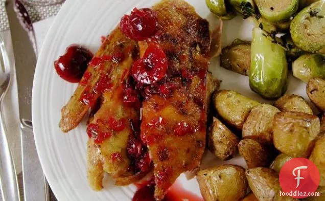 Crisp-Tender Roast Duck with Cherry-Rosemary Sauce