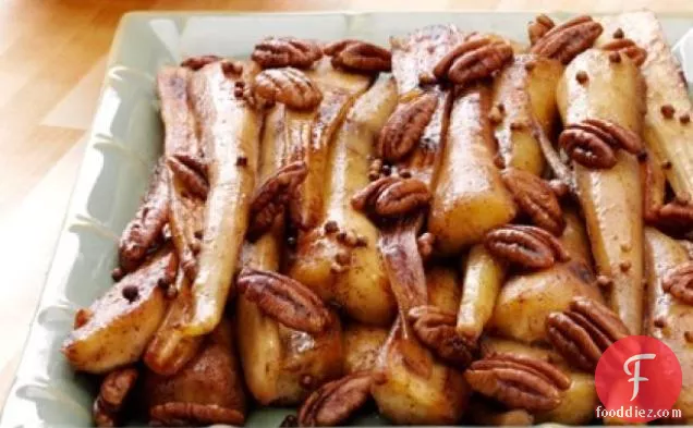 Braised Parsnips with Maple Syrup and Pecans