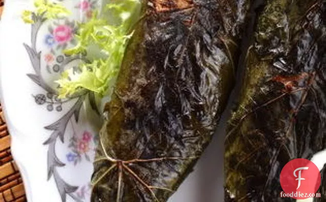 Grilled Whole Fish in Grape Leaves