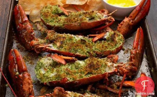 Garlic And Herb Roasted Lobster With Crispy Potato Chips