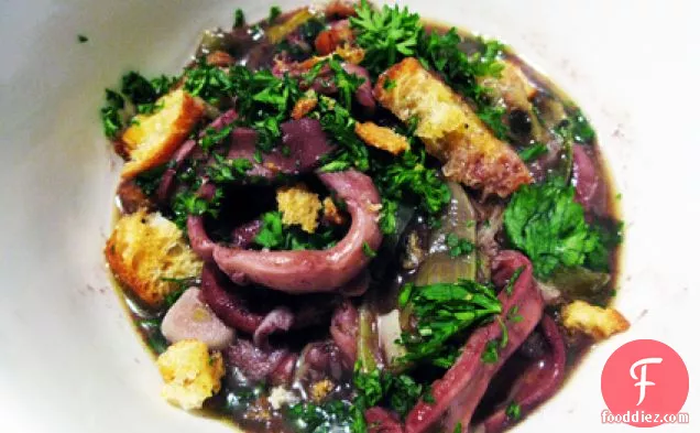 Squid And Leeks In Red Wine