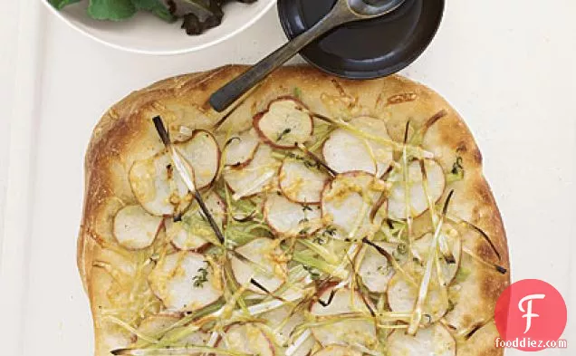 Potato and Leek Flat Bread with Greens