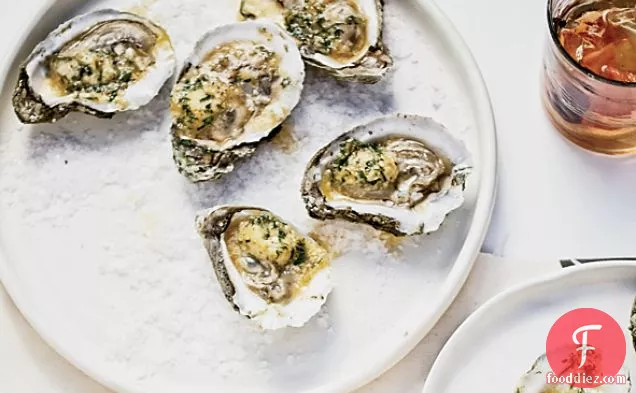 Grilled Oysters with Tabasco-Leek Butter