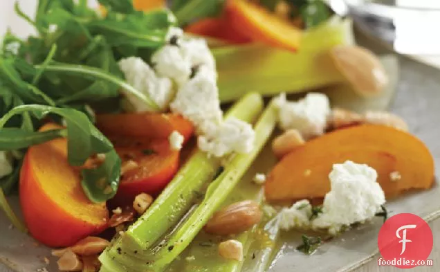 Leek Salad with Persimmons and Almonds