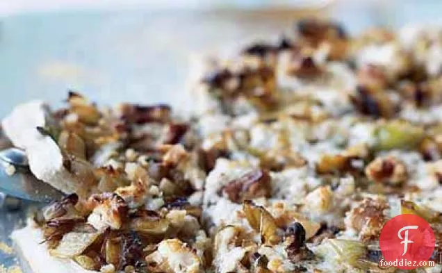 Leek, Ricotta, and Walnut Pizza