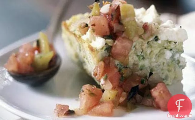 Baked Omelet with Zucchini, Leeks, Feta, and Herbs