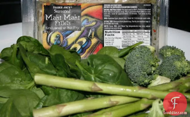 Crockpot Mahi Mahi With Asparagus, Broccoli, And Spinahc