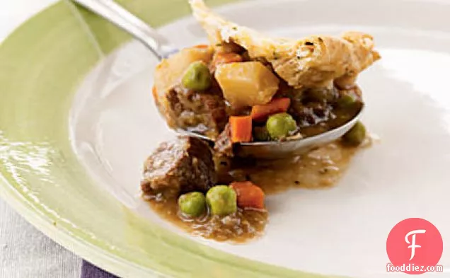 Beef and Leek Potpie with Chive Crust